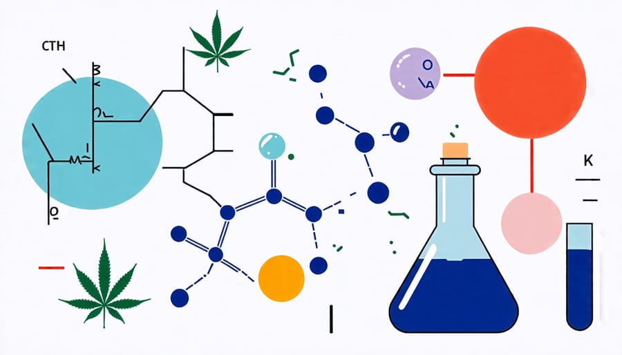 Conceptual depiction of chemical synergy between CBD gummies and vaping